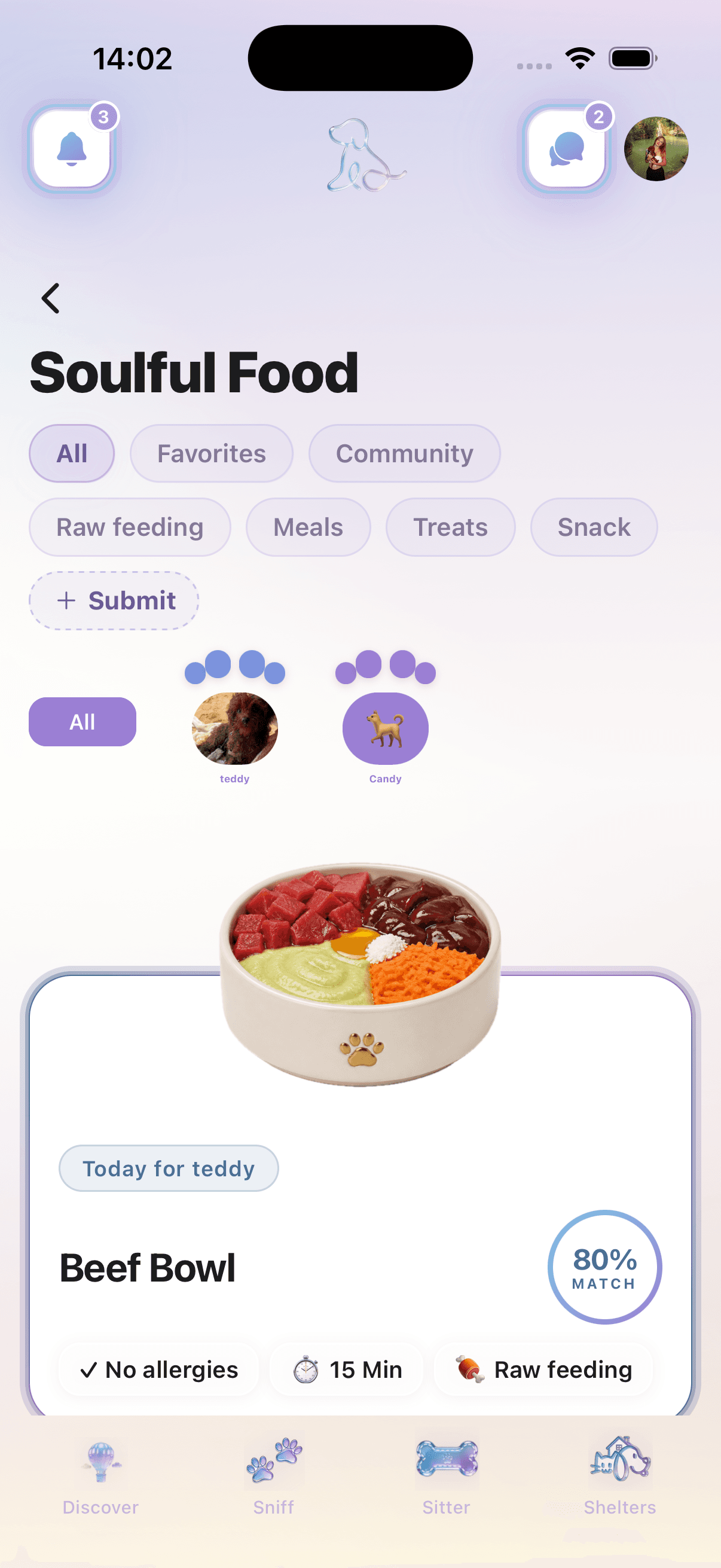 Souldog-App: Rezeptübersicht mit gefilterten Hunde-Rezepten
